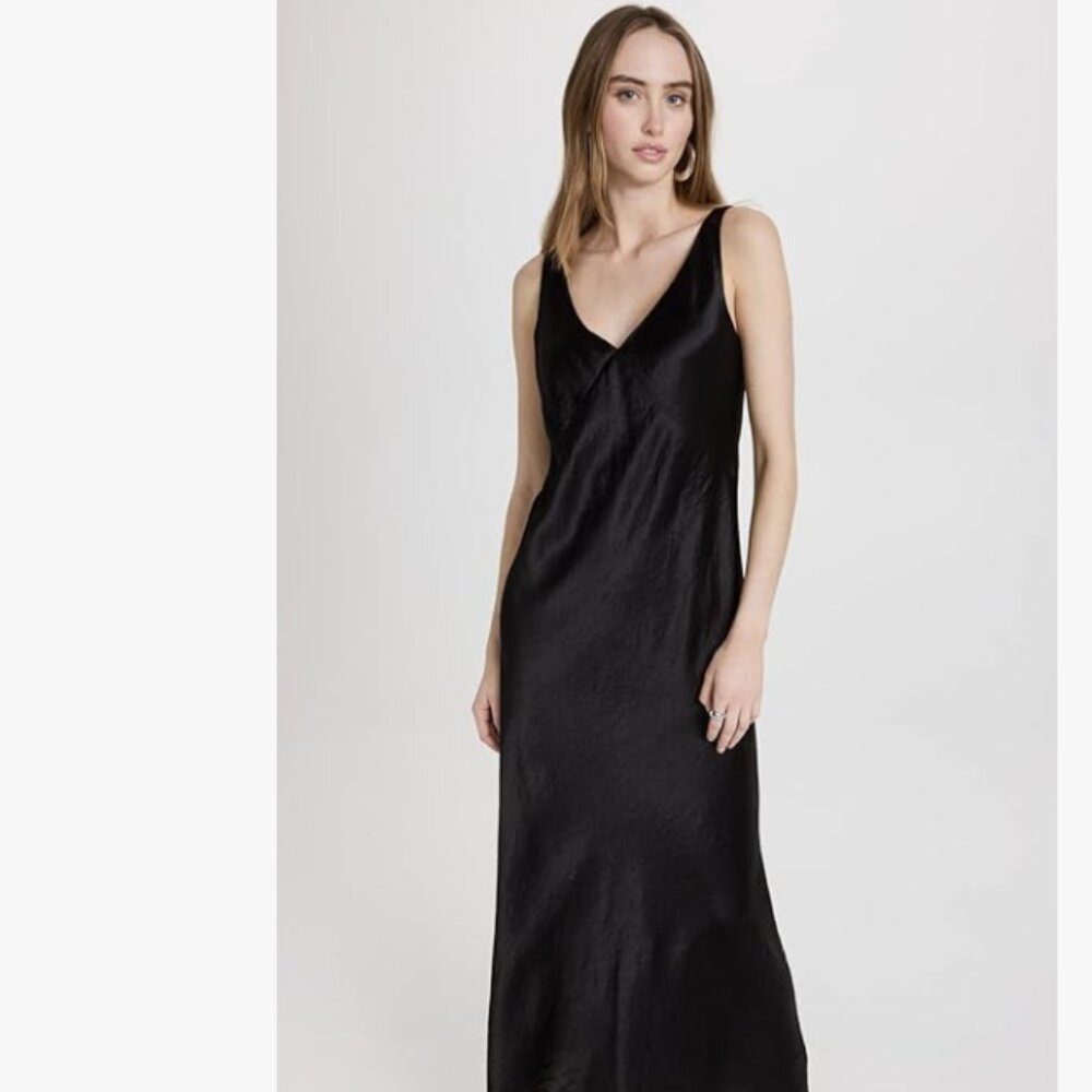 Vince Satin V-Neck Maxi Slip Dress - Size S